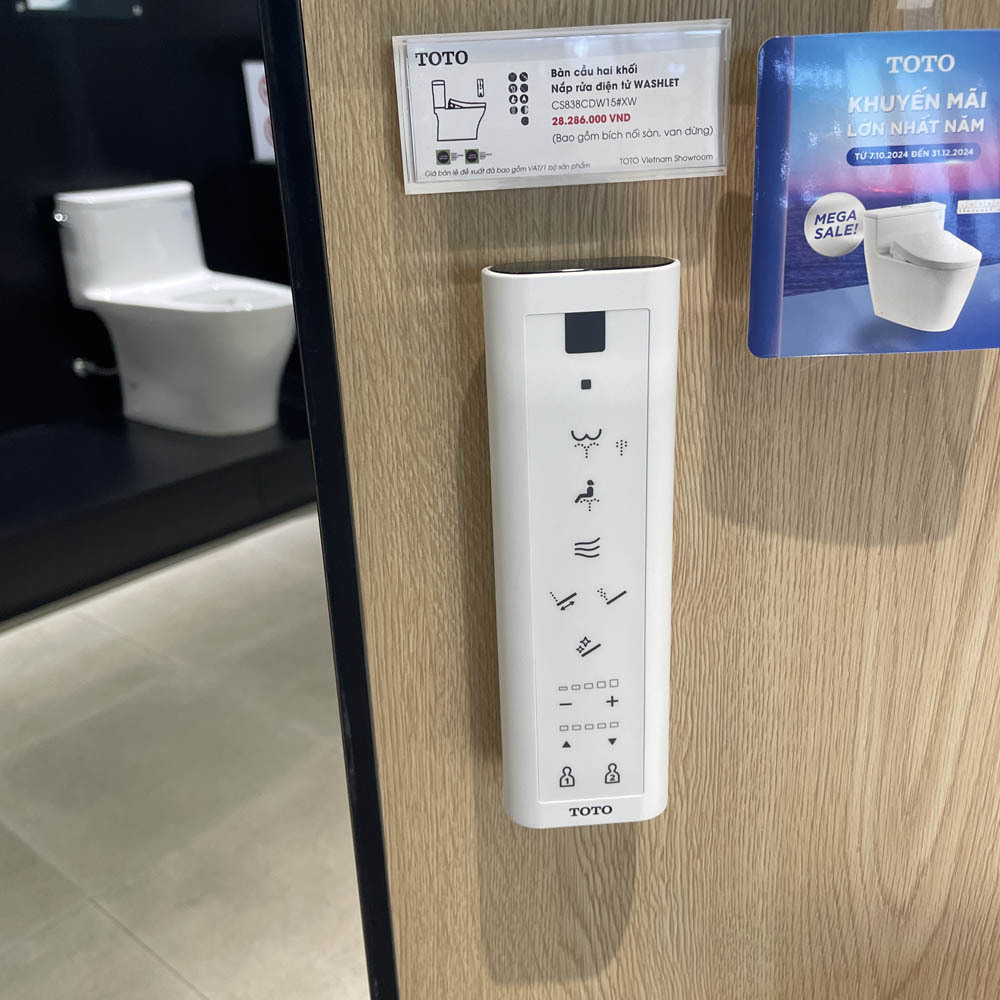 Bồn cầu TOTO CS838CDW15 2 khối nắp điện tử Washlet C5 TCF24460AAA giấu dây