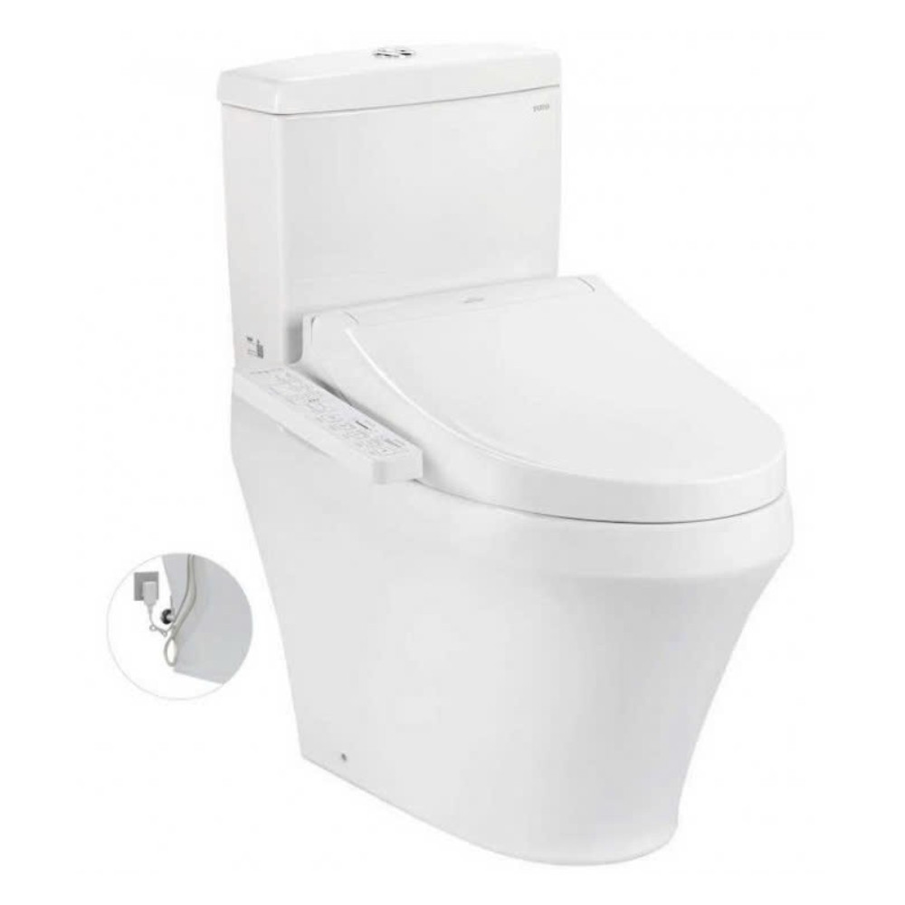 Bồn cầu 2 khối TOTO CS945PDW16	nắp điện tử Washlet C2 TCF23410AAA thoát ngang