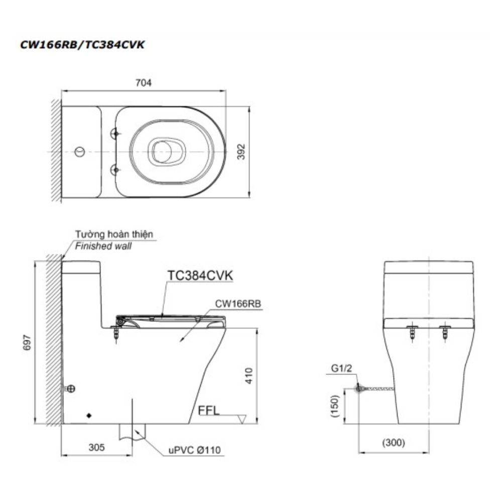 Bồn cầu TOTO CW166RB TCF33320GAA T53P100VR 1 khối nắp điện tử Washlet S2