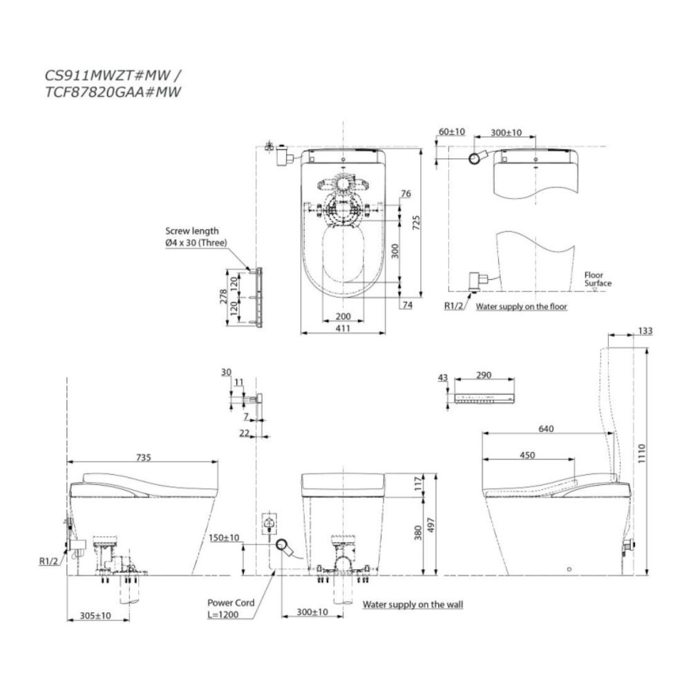 Bồn cầu thông minh Neorest LS TOTO CS911MWZT TCF87820GAA T53P100VR