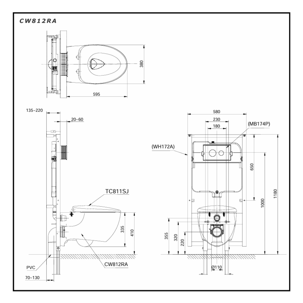 Bồn cầu treo tường nắp điện tử S7 TOTO CW812RA TCF4911Z WH172A MB170P