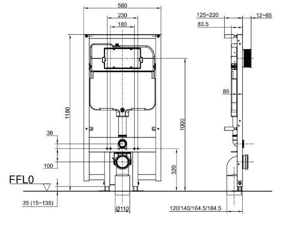 Két nước và khung âm tường TOTO WH171A 6L/3L