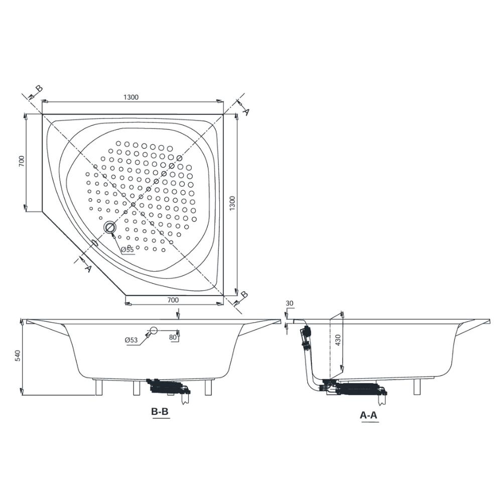 Bồn tắm TOTO PAY1300PE#W TVBF412 DB505R-2B nhựa 1m3 đặt góc gồm bộ xả thải