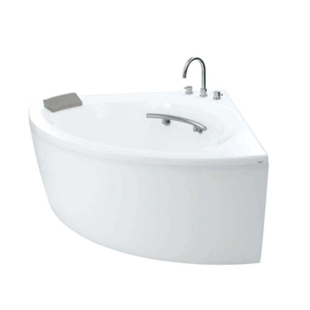 Bồn tắm yếm TOTO PPY1353-3HPE#P TVBF412 DB505R-2B ngọc trai 1m35 tay vịn đặt góc gồm bộ xả thải