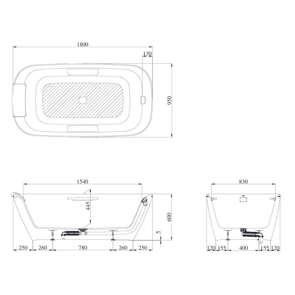Bồn tắm đặt sàn TOTO PJY1886HPWMNE#GW TVBF412 GALALATO Neorest 1m8 tay vịn viền bạc gồm ống thải
