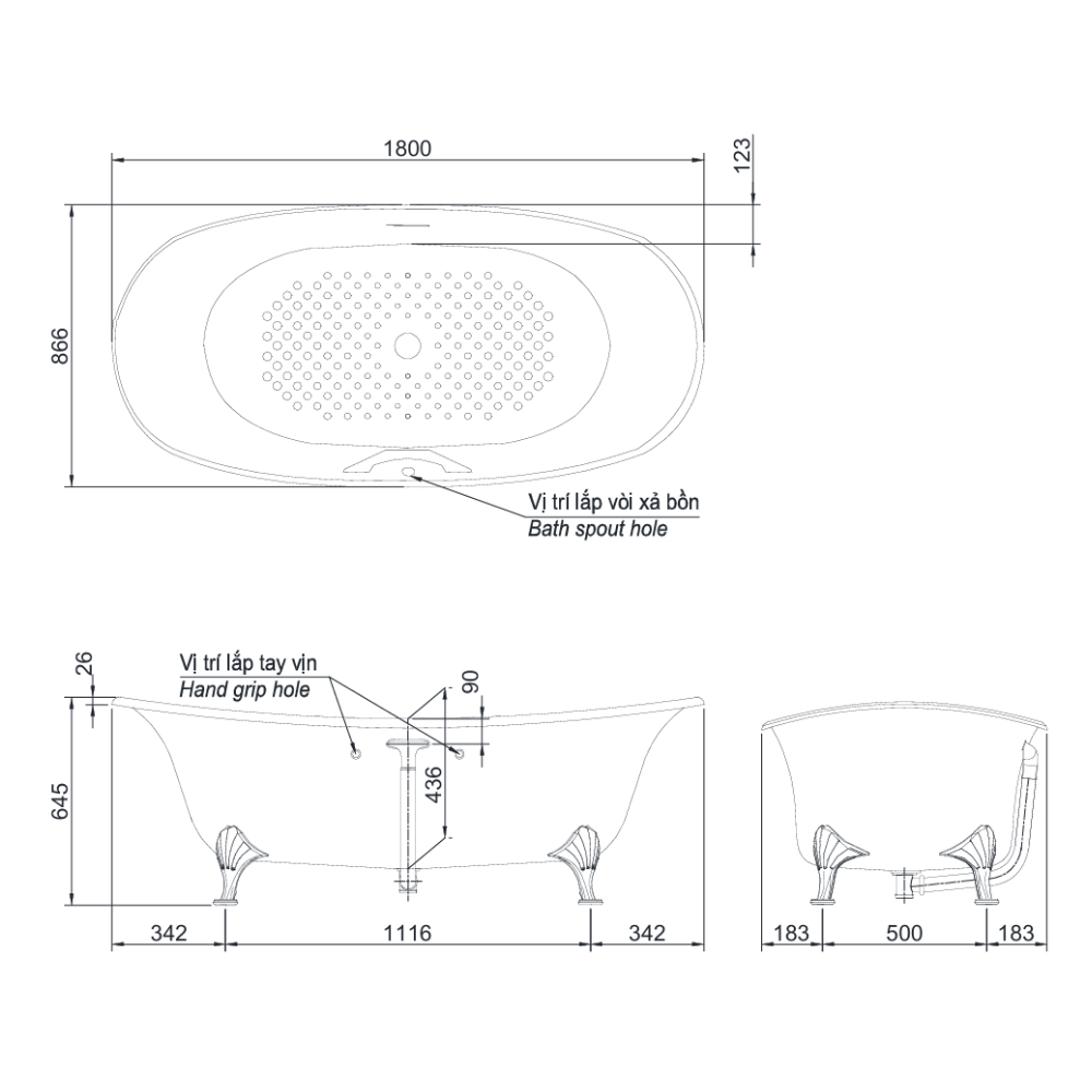 Bồn tắm đặt sàn TOTO PPY1806PWGE#P ngọc trai 1m8