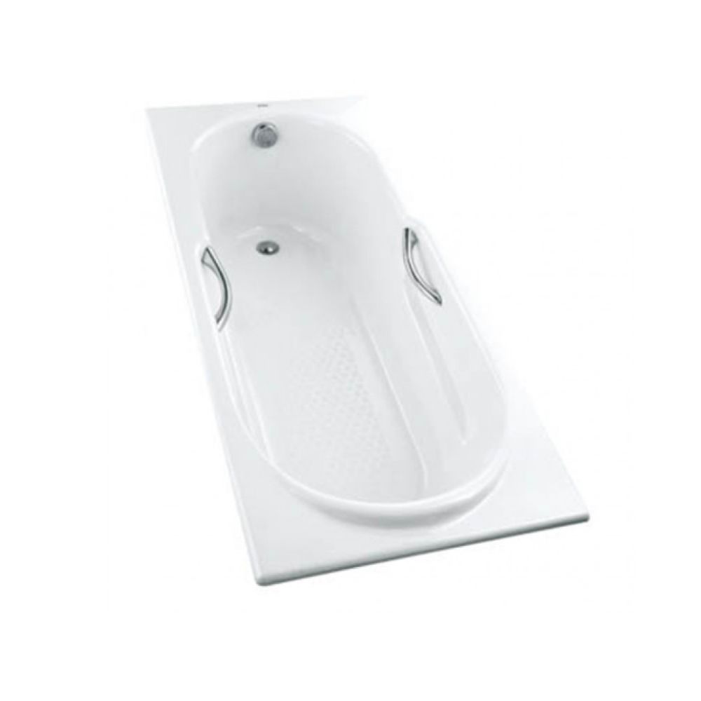 Bồn tắm TOTO FBY1720NHPE#W TVBF412 DB505R-2B gang tráng men 1m7 tay vịn gồm bộ xả thải