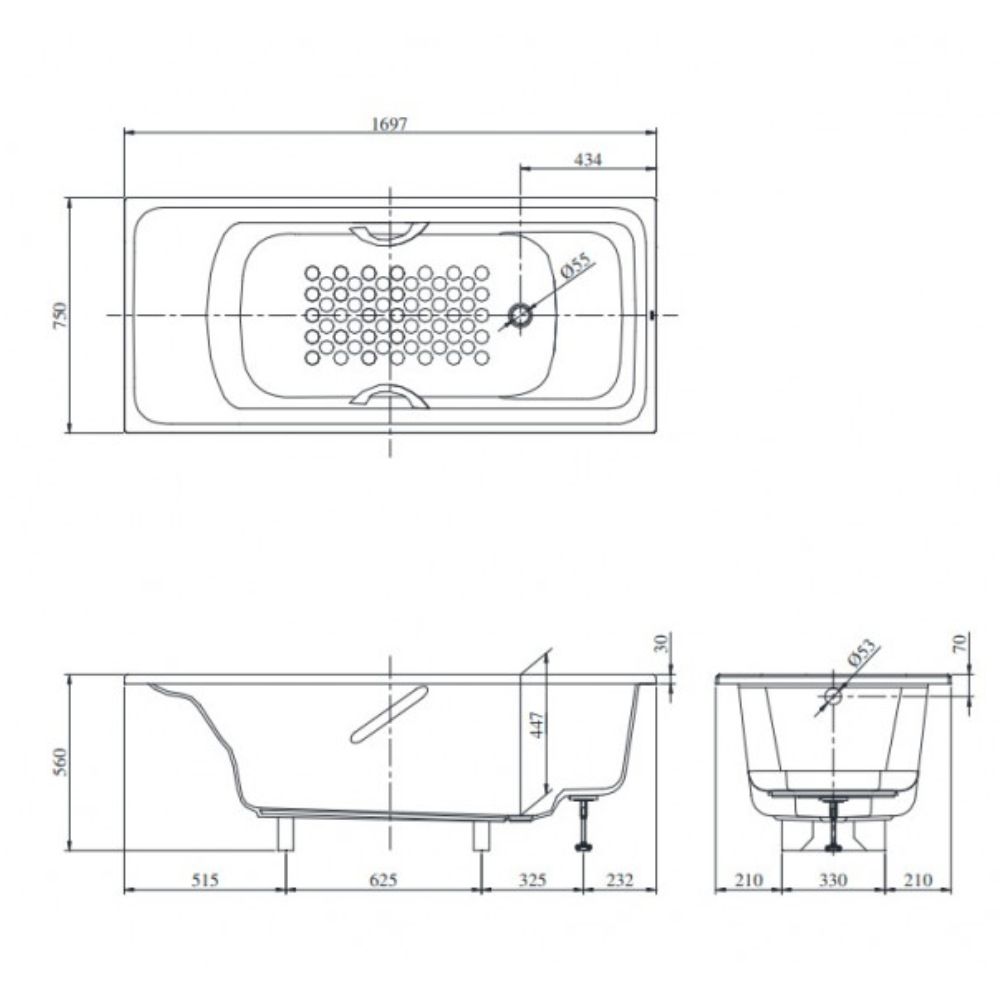 Bồn tắm TOTO PPY1780HPE#P DB505R-3B TVBF412 ngọc trai 1m7 tay vịn gồm bộ xả thải