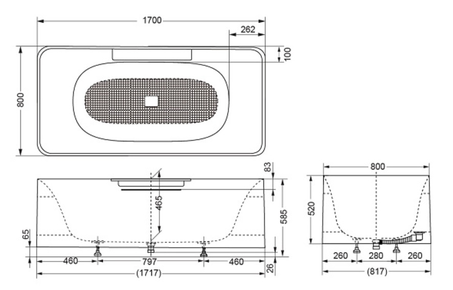 Bồn tắm nhựa FRP 1m7 TOTO PJY1704HPWE#GW