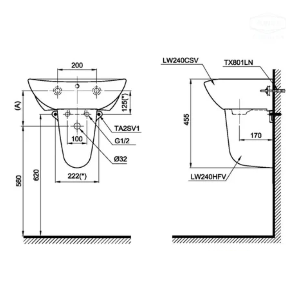 Chân chậu lavabo lửng TOTO L240HF