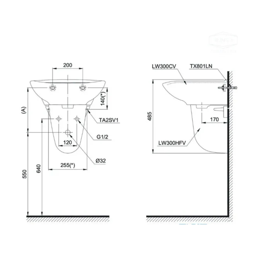 Chân chậu lavabo lửng TOTO L300HF
