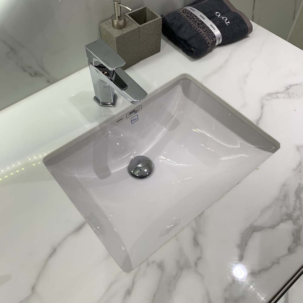 Chậu rửa mặt lavabo âm bàn TOTO LW1536V#XW TL516GV kèm giá đỡ