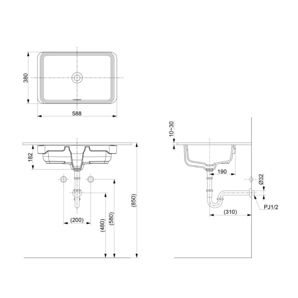 Chậu rửa mặt lavabo âm bàn TOTO LW1555BA#XW