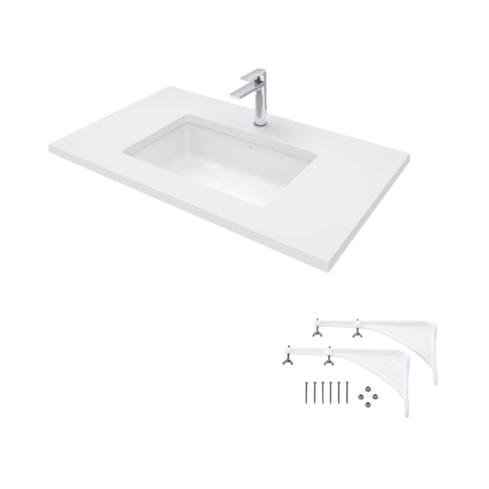 Chậu lavabo TOTO LW1555BA#XW/TL516GV âm bàn kèm giá đỡ