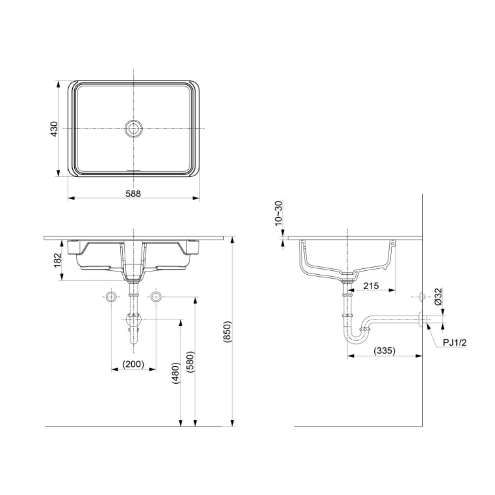 Chậu rửa mặt lavabo âm bàn TOTO LW1556A#XW