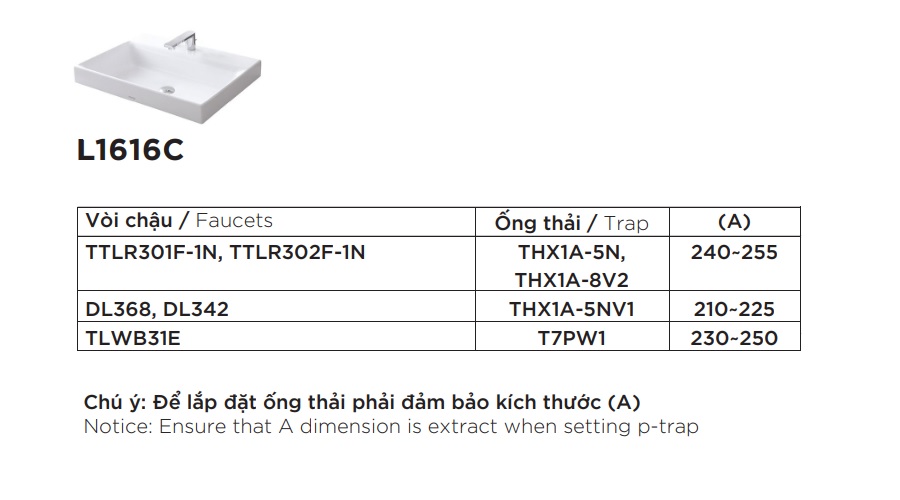 Chậu rửa lavabo đặt bàn TOTO L1616C