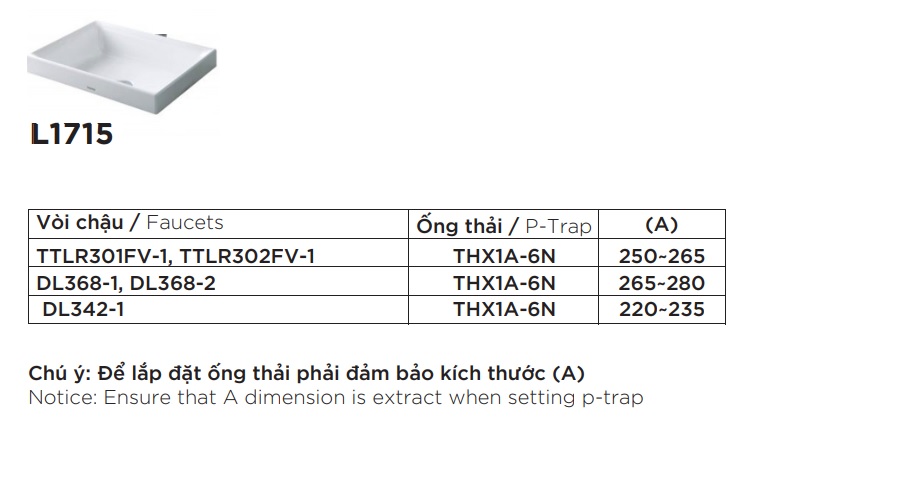 Chậu rửa lavabo đặt bàn TOTO L1715