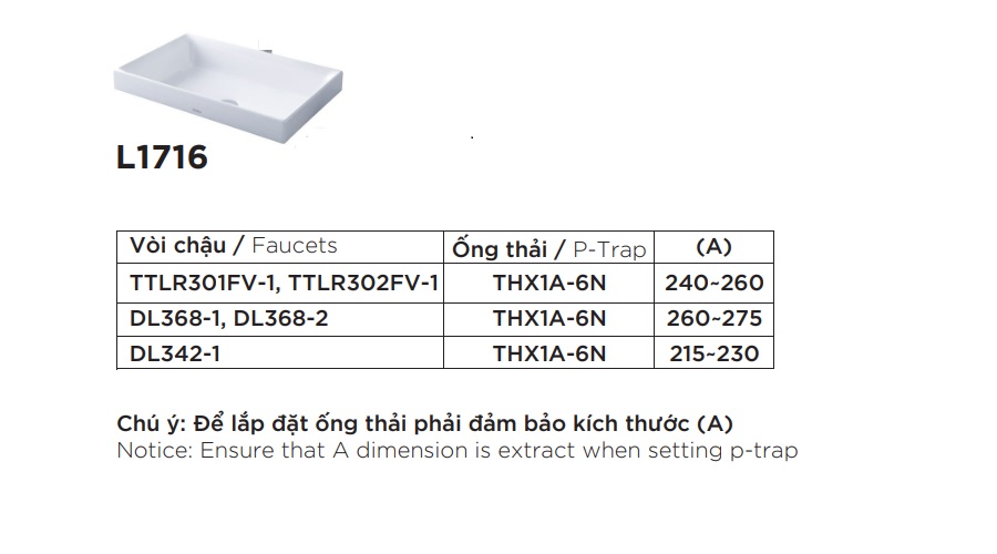 Chậu rửa lavabo đặt bàn TOTO L1716