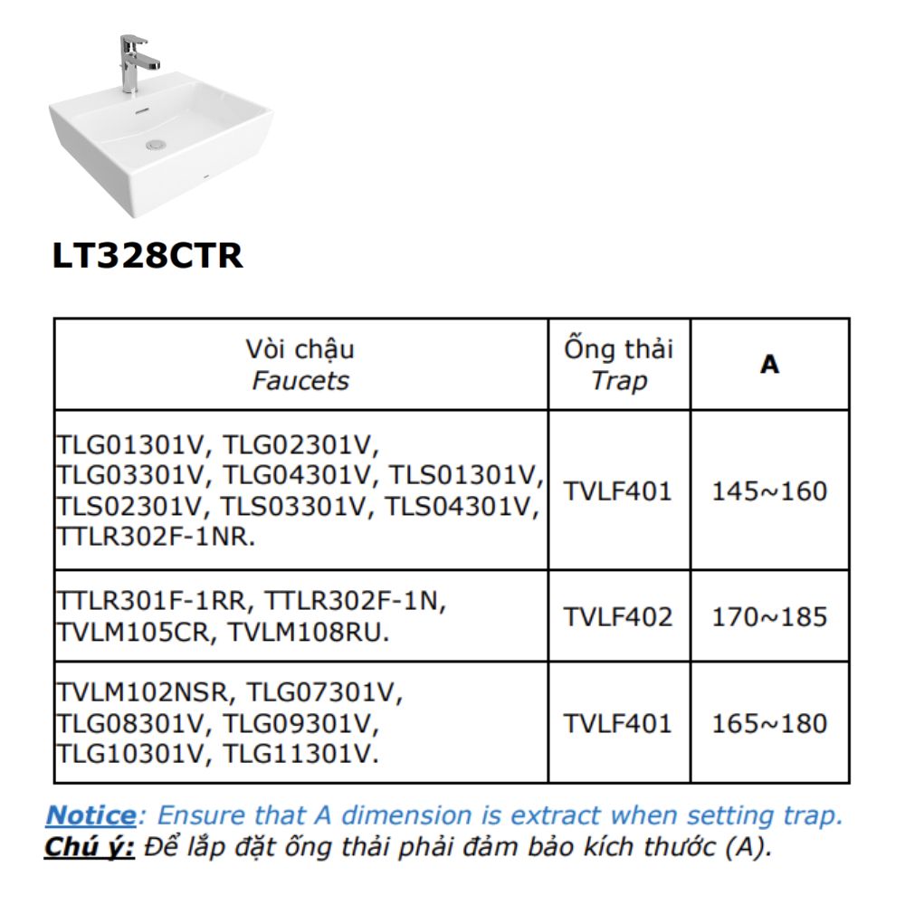 Chậu rửa lavabo đặt bàn TOTO LT328CTR