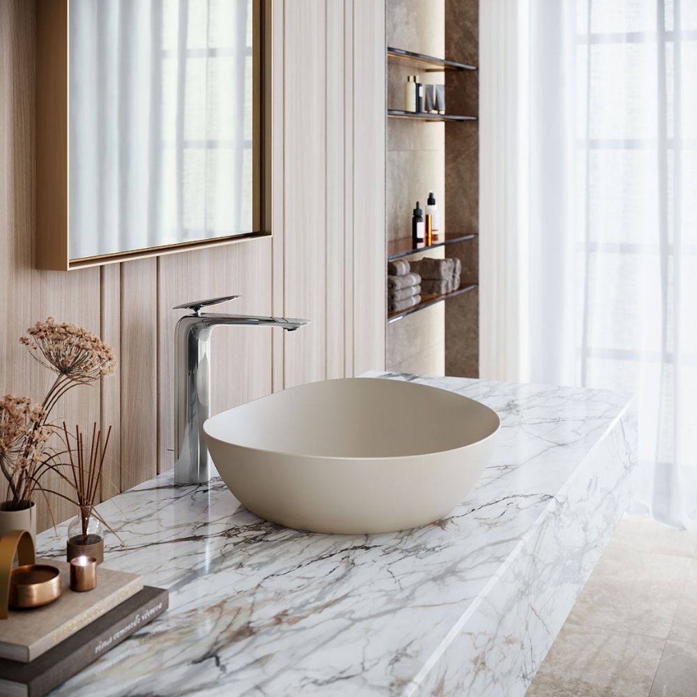 Chậu lavabo đặt bàn TOTO LT4704G17#MBE (LT4704G17MBE) be mờ vành mỏng Linear Ceram