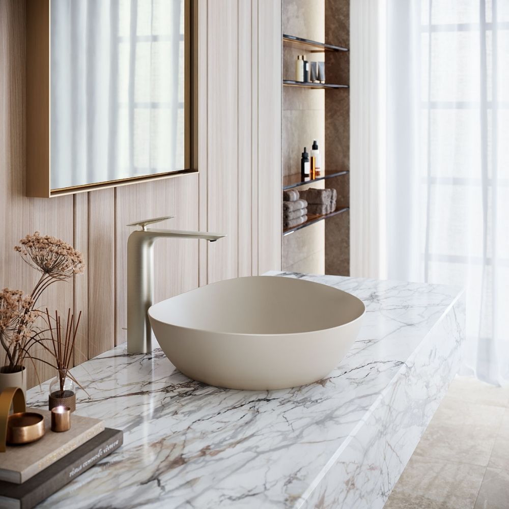 Chậu lavabo đặt bàn TOTO LT4704G19#MBE (LT4704G19MBE) be mờ vành mỏng Linear Ceram