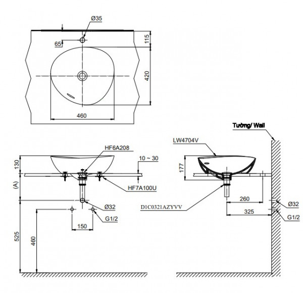 Chậu lavabo đặt bàn TOTO LT4704G19#MBE (LT4704G19MBE) be mờ vành mỏng Linear Ceram