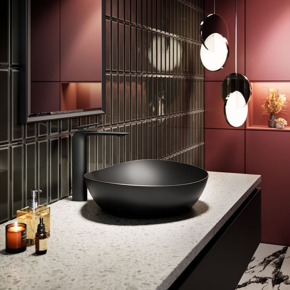 Chậu lavabo đặt bàn TOTO LT4704G19#MBL (LT4704G19MBL) đen mờ vành mỏng Linear Ceram