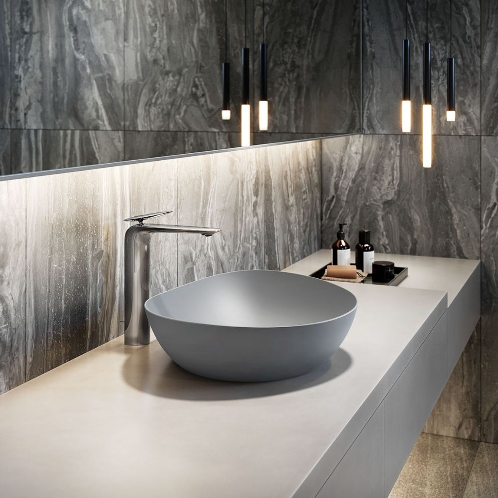 Chậu lavabo đặt bàn TOTO LT4704G19#MGR (LT4704G19MGR) xám mờ vành mỏng Linear Ceram