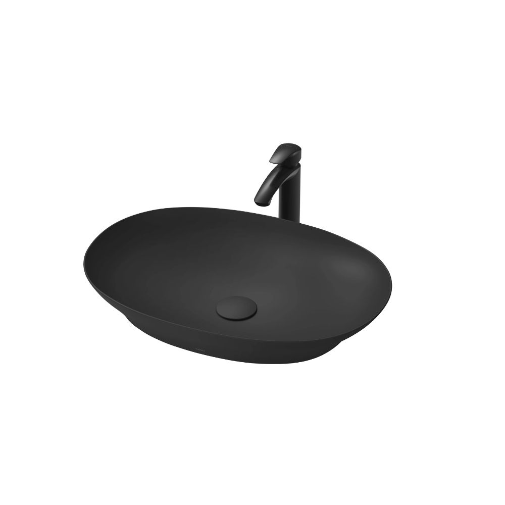 Chậu lavabo đặt bàn TOTO LT4706#MBL (LT4706MBL) đen mờ vành mỏng Linear Ceram