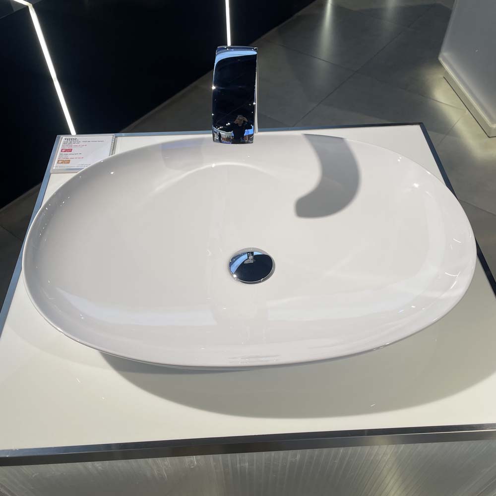 Chậu lavabo đặt bàn TOTO LT4706#XW (LT4706XW) trắng bóng vành mỏng Linear Ceram