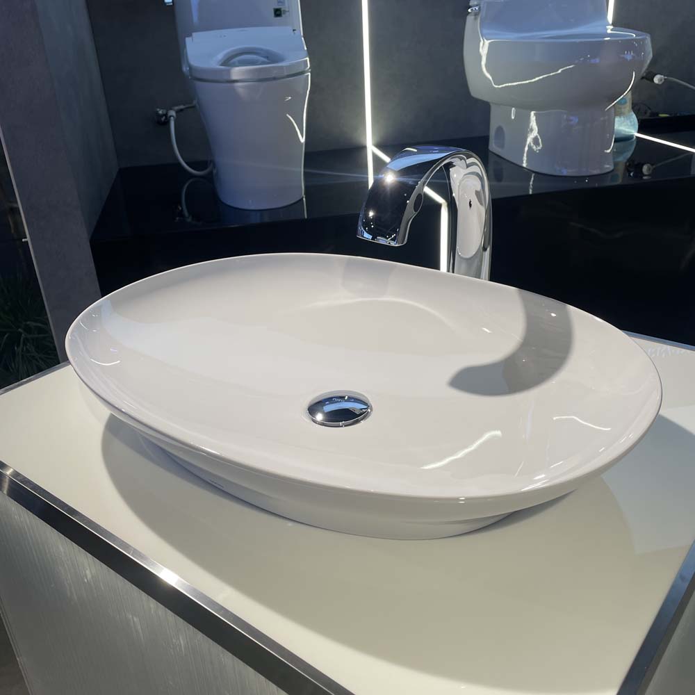 Chậu lavabo đặt bàn TOTO LT4706#XW (LT4706XW) trắng bóng vành mỏng Linear Ceram