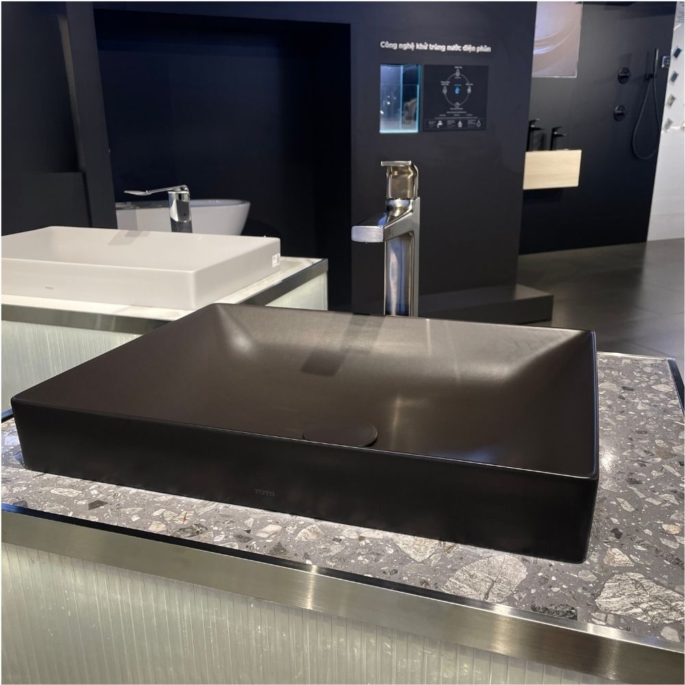 Chậu lavabo đặt bàn TOTO LT4715G17#MBL (LT4715G17MBL) đen mờ vành mỏng Linear Ceram