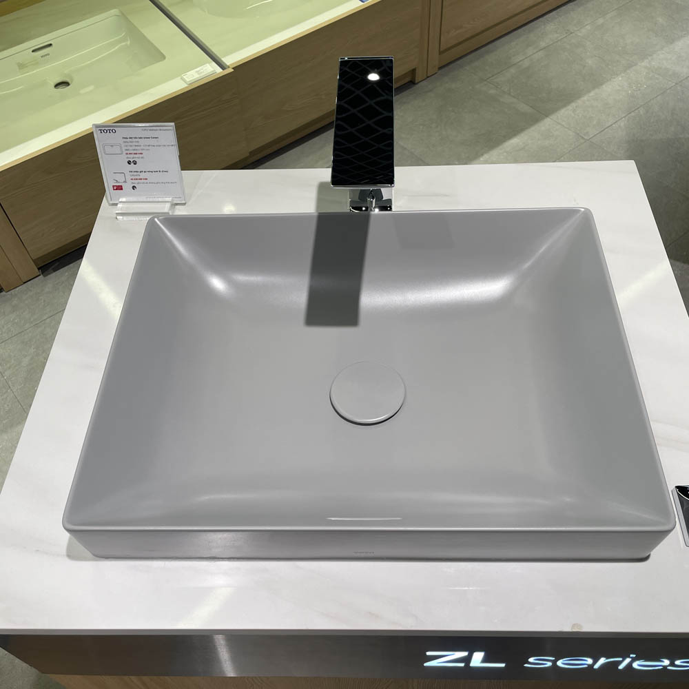 Chậu lavabo đặt bàn TOTO LT4715G17#MGR (LT4715G17MGR) xám mờ vành mỏng Linear Ceram