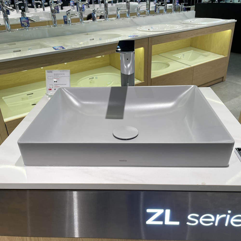 Chậu lavabo đặt bàn TOTO LT4715G17#MGR (LT4715G17MGR) xám mờ vành mỏng Linear Ceram