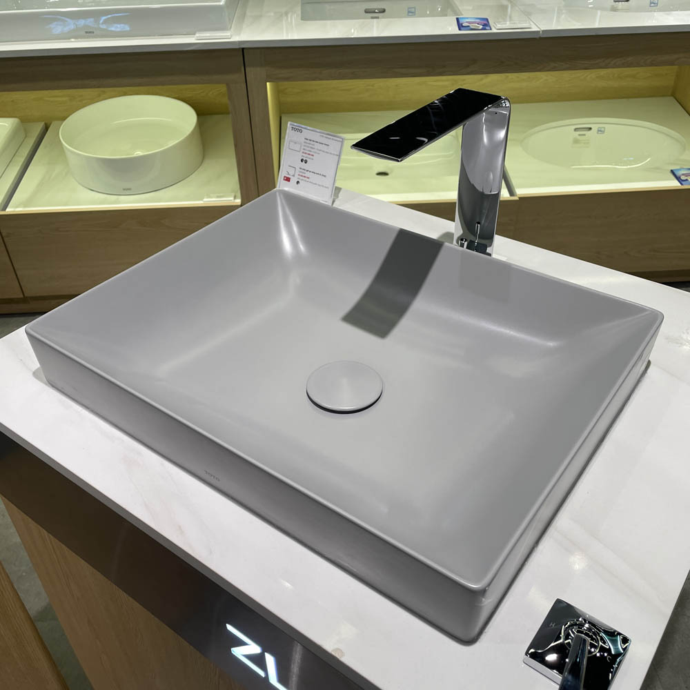 Chậu lavabo đặt bàn TOTO LT4715G17#MGR (LT4715G17MGR) xám mờ vành mỏng Linear Ceram