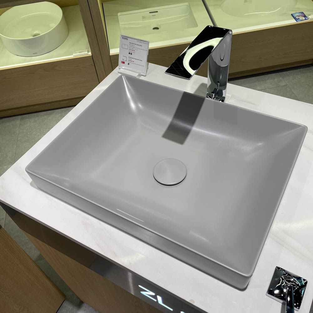 Chậu lavabo đặt bàn TOTO LT4715G17#MGR (LT4715G17MGR) xám mờ vành mỏng Linear Ceram