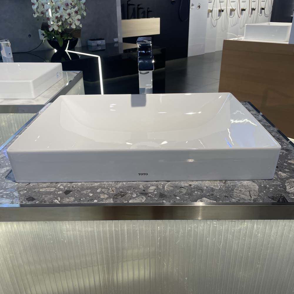 Chậu lavabo đặt bàn TOTO LT4715G19#XW (LT4715G19XW) trắng bóng vành mỏng Linear Ceram