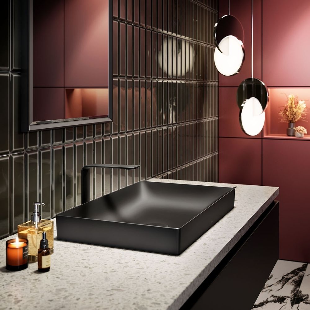 Chậu lavabo đặt bàn TOTO LT4716G17#MBL (LT4716G17MBL) đen mờ vành mỏng Linear Ceram