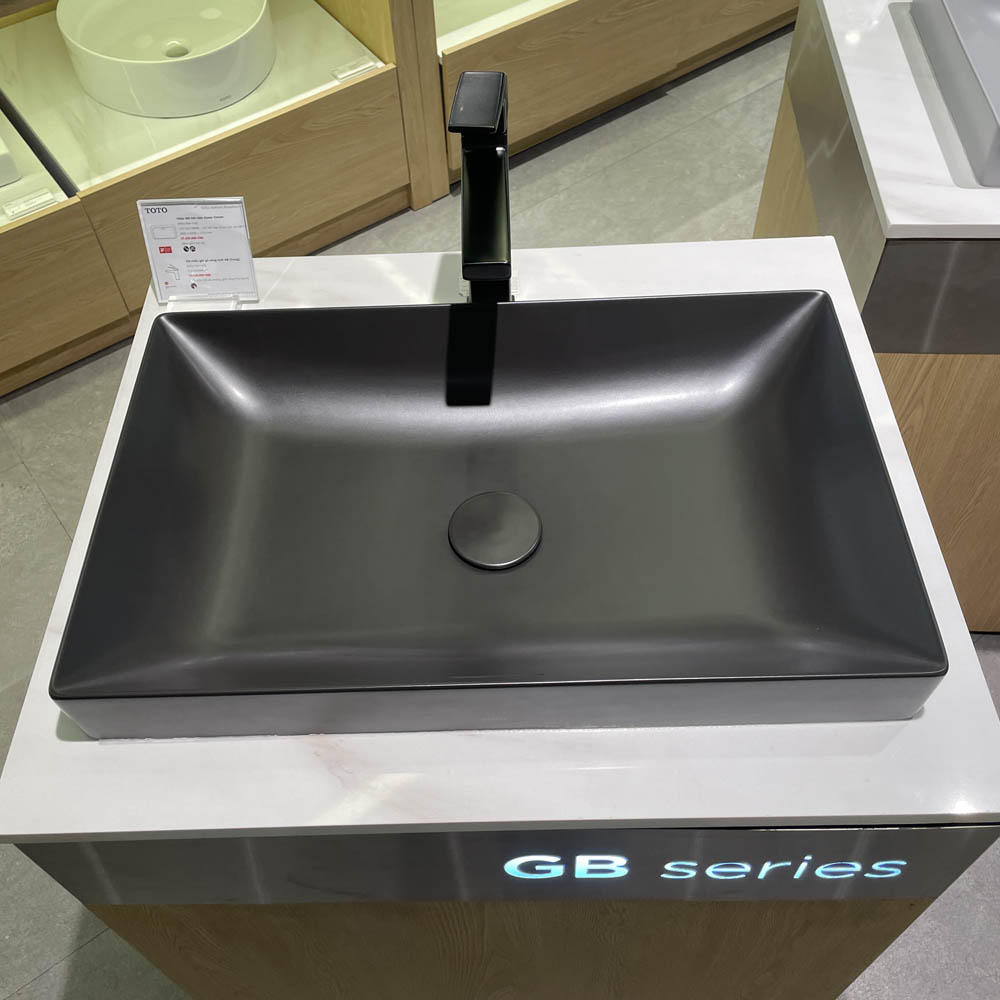 Chậu lavabo đặt bàn TOTO LT4716G19#MBL (LT4716G19MBL) đen mờ vành mỏng Linear Ceram