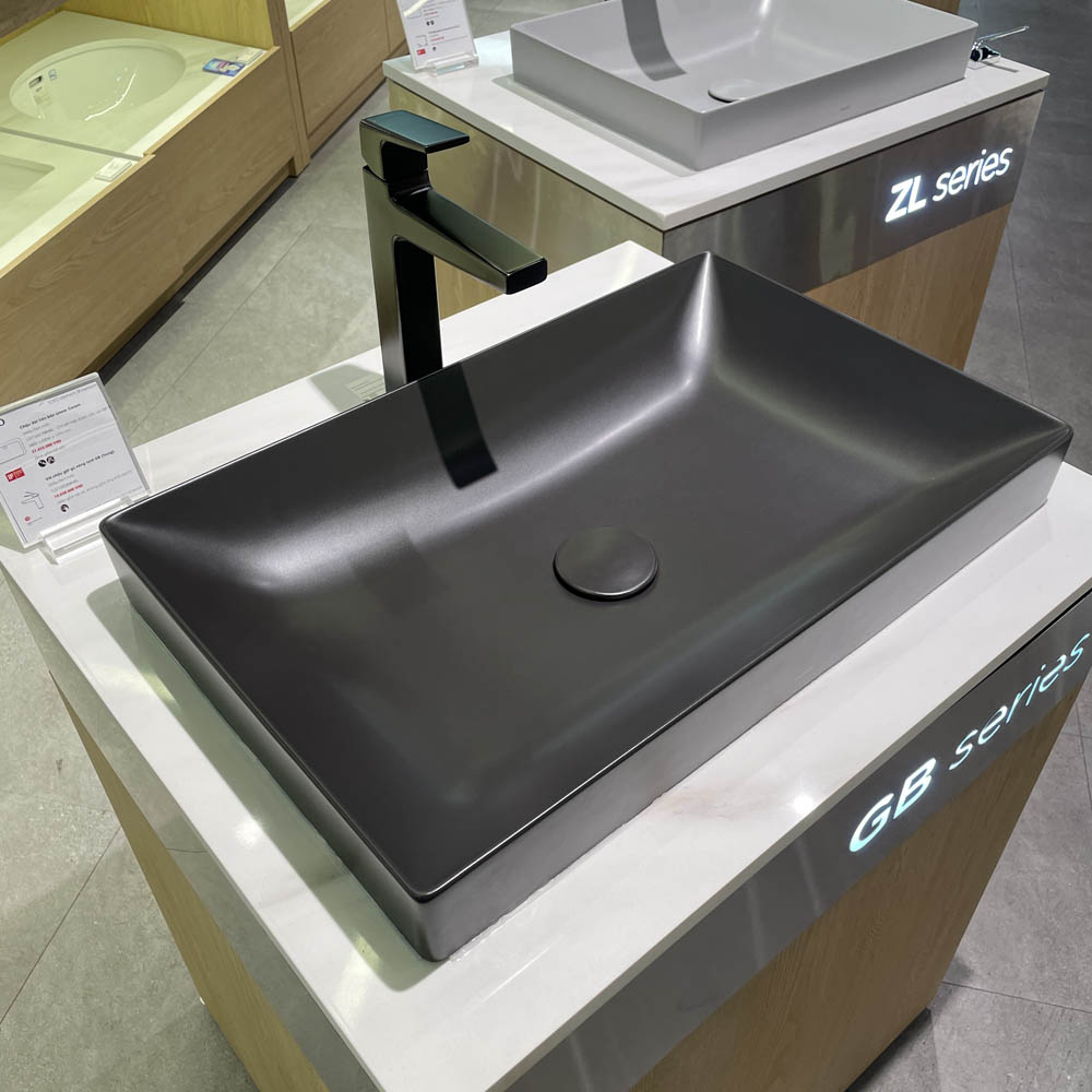 Chậu lavabo đặt bàn TOTO LT4716G19#MBL (LT4716G19MBL) đen mờ vành mỏng Linear Ceram