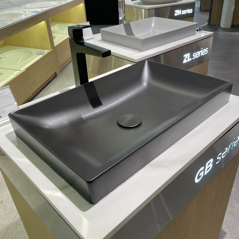 Chậu lavabo đặt bàn TOTO LT4716G19#MBL (LT4716G19MBL) đen mờ vành mỏng Linear Ceram