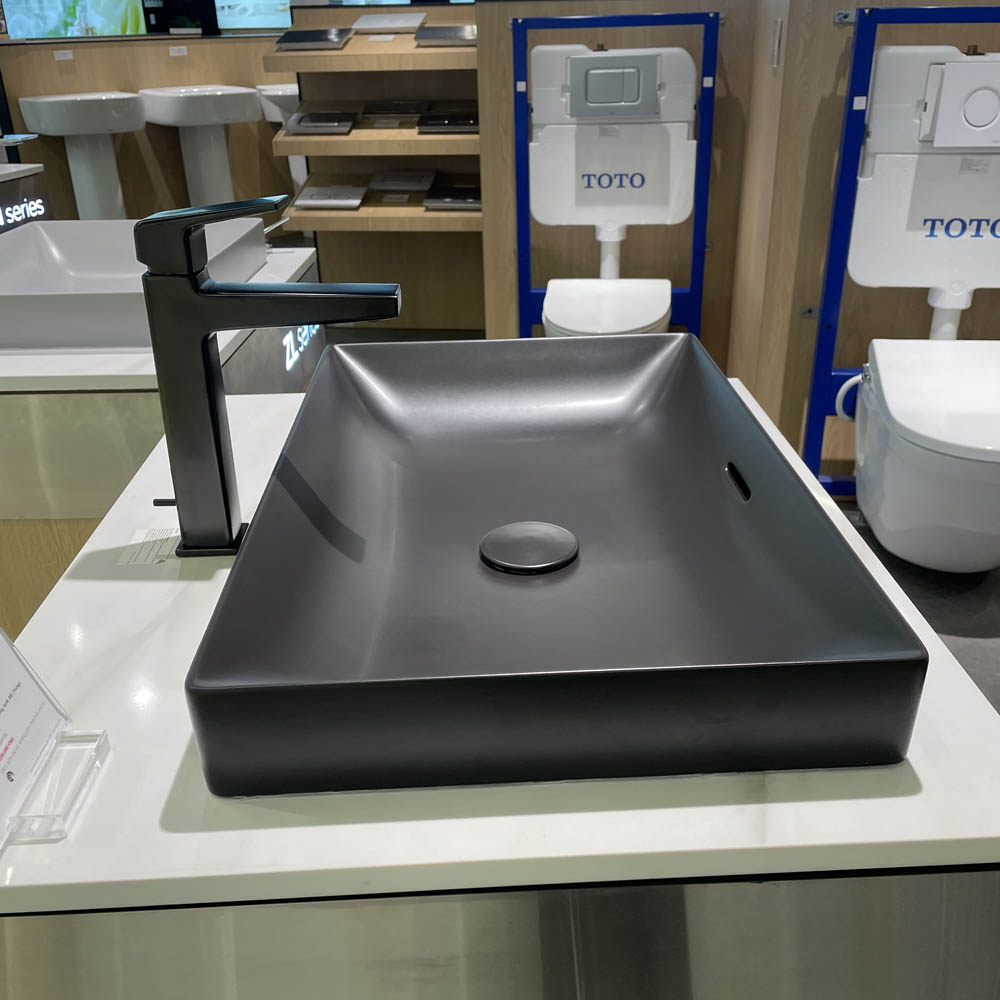 Chậu lavabo đặt bàn TOTO LT4716G19#MBL (LT4716G19MBL) đen mờ vành mỏng Linear Ceram