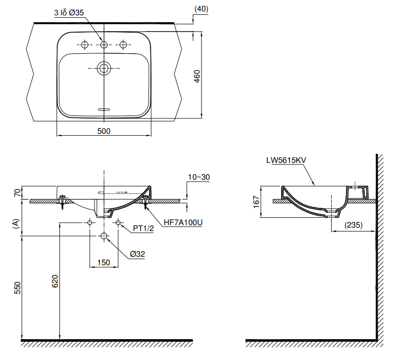 Chậu rửa lavabo đặt bàn TOTO LT5615