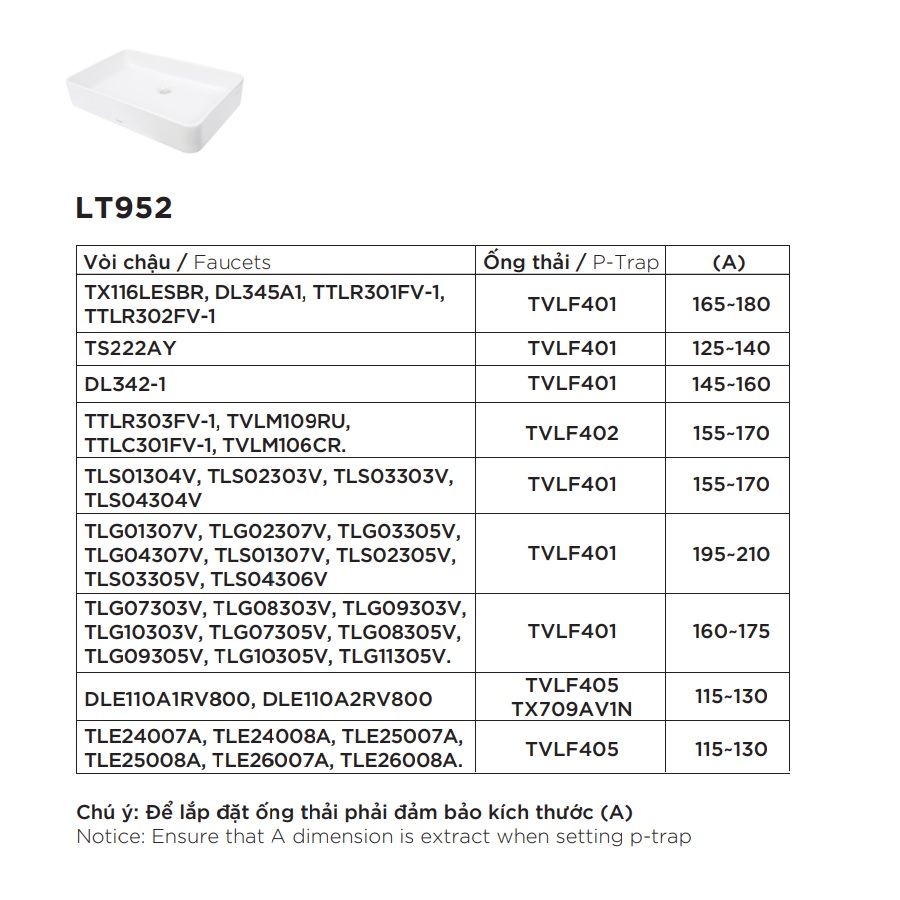 Chậu rửa lavabo đặt bàn TOTO LT952