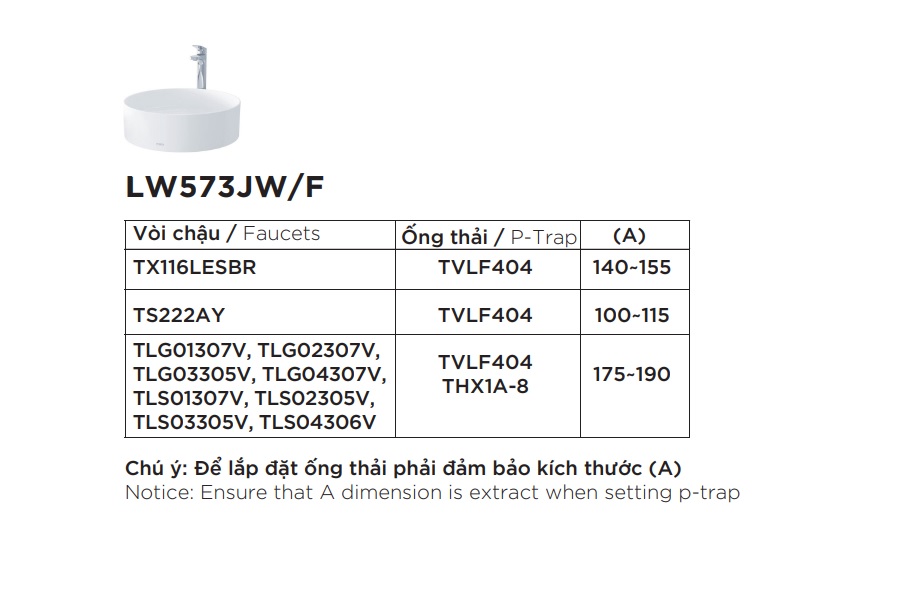 Chậu rửa lavabo đặt bàn TOTO LW573JWF