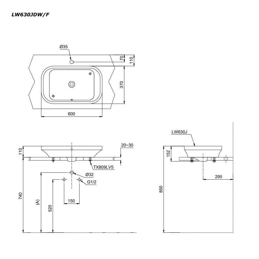 Chậu rửa lavabo đặt bàn TOTO LW630JDW/F#ASB (LW630JDWFASB) màu xanh tro