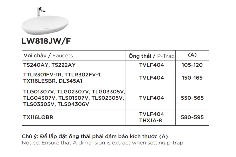 Chậu rửa lavabo đặt bàn TOTO LW818JW/F