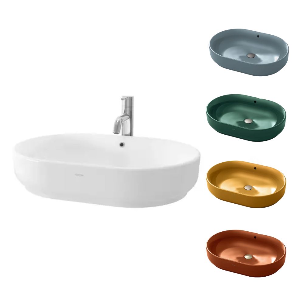 Chậu rửa lavabo đặt bàn TOTO LW896JW/F chậu men màu