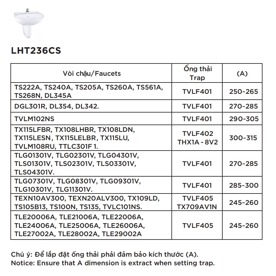 Chậu lavabo treo tường TOTO LHT236CS chân lửng