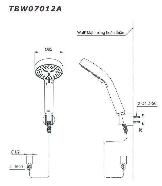 Bộ sen tắm nóng lạnh TOTO TBG08302VA TBW07012A (2 chế độ)